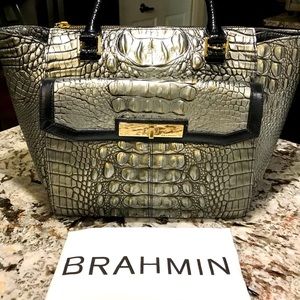 Brahmin Malia in Mystic silver and  black trim